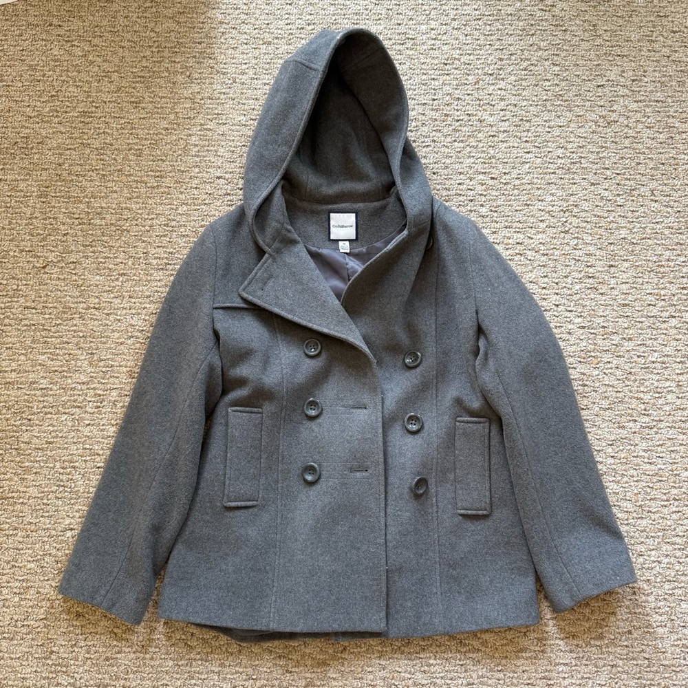 Croft & Barrow Women’s Dark Grey Hooded Peacoat Size M